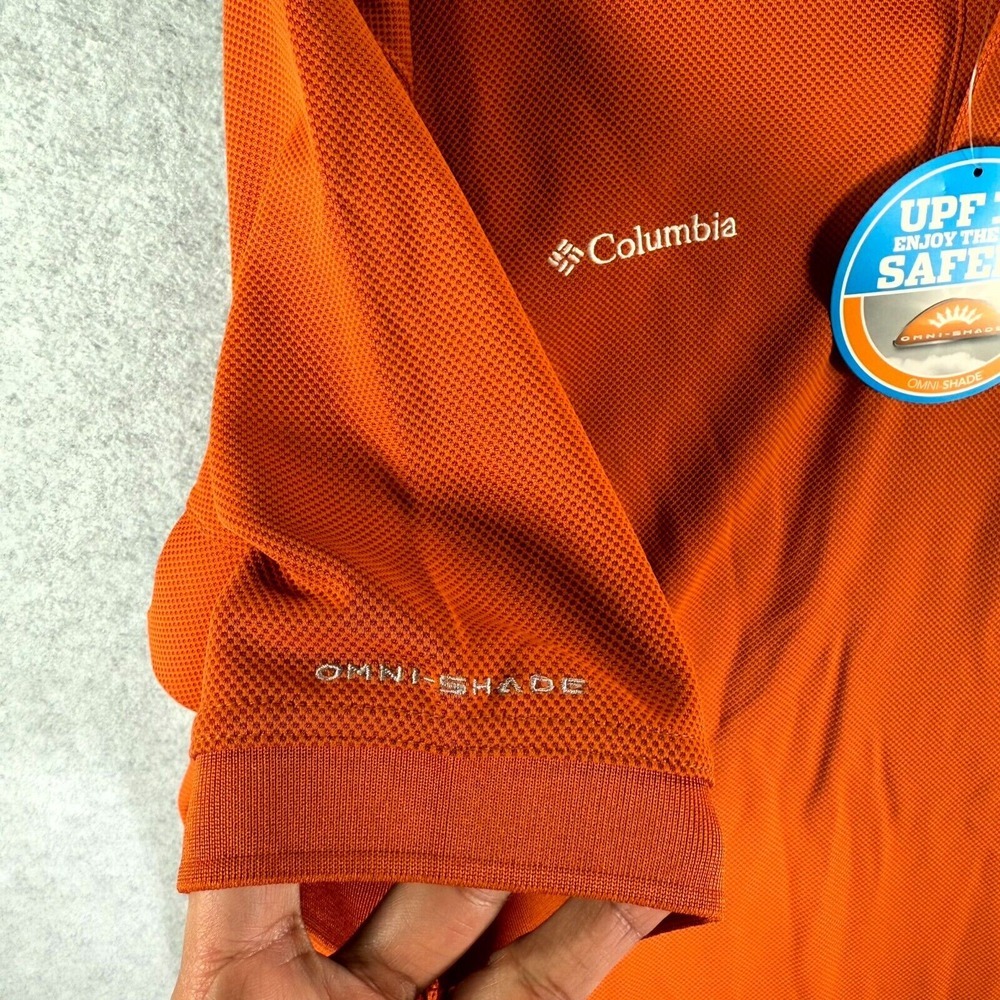 Columbia PFG Texas Longhorns Perfect Cast Polo Shirt Men Large Orange Mesh Lined - Picture 7 of 12